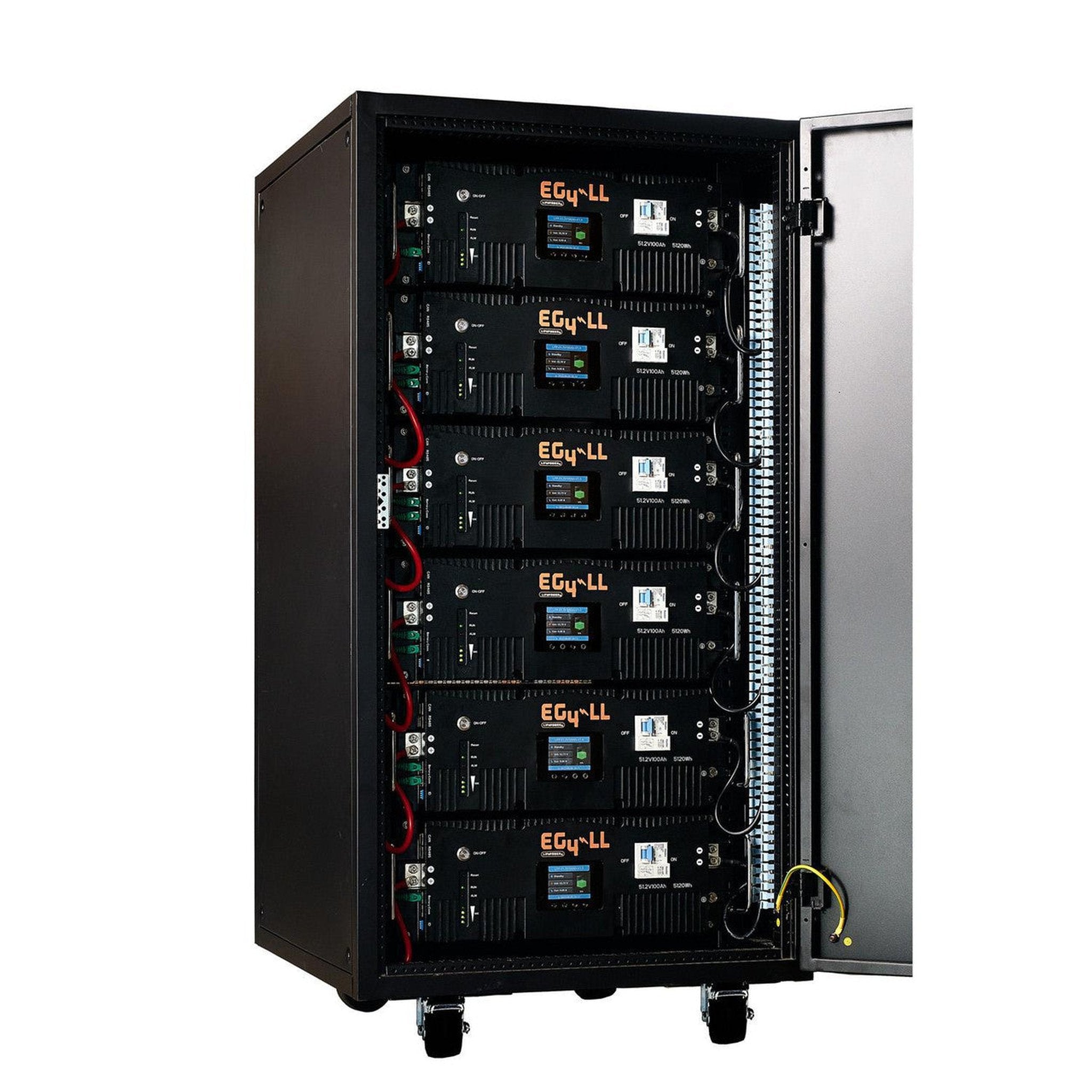 EG4 Pre-Assembled EG4 Enclosed Battery Rack | 6 Slot | Wheels Included | Bus Bar Covers | Welded (Grey) Solar Accessories EG4
