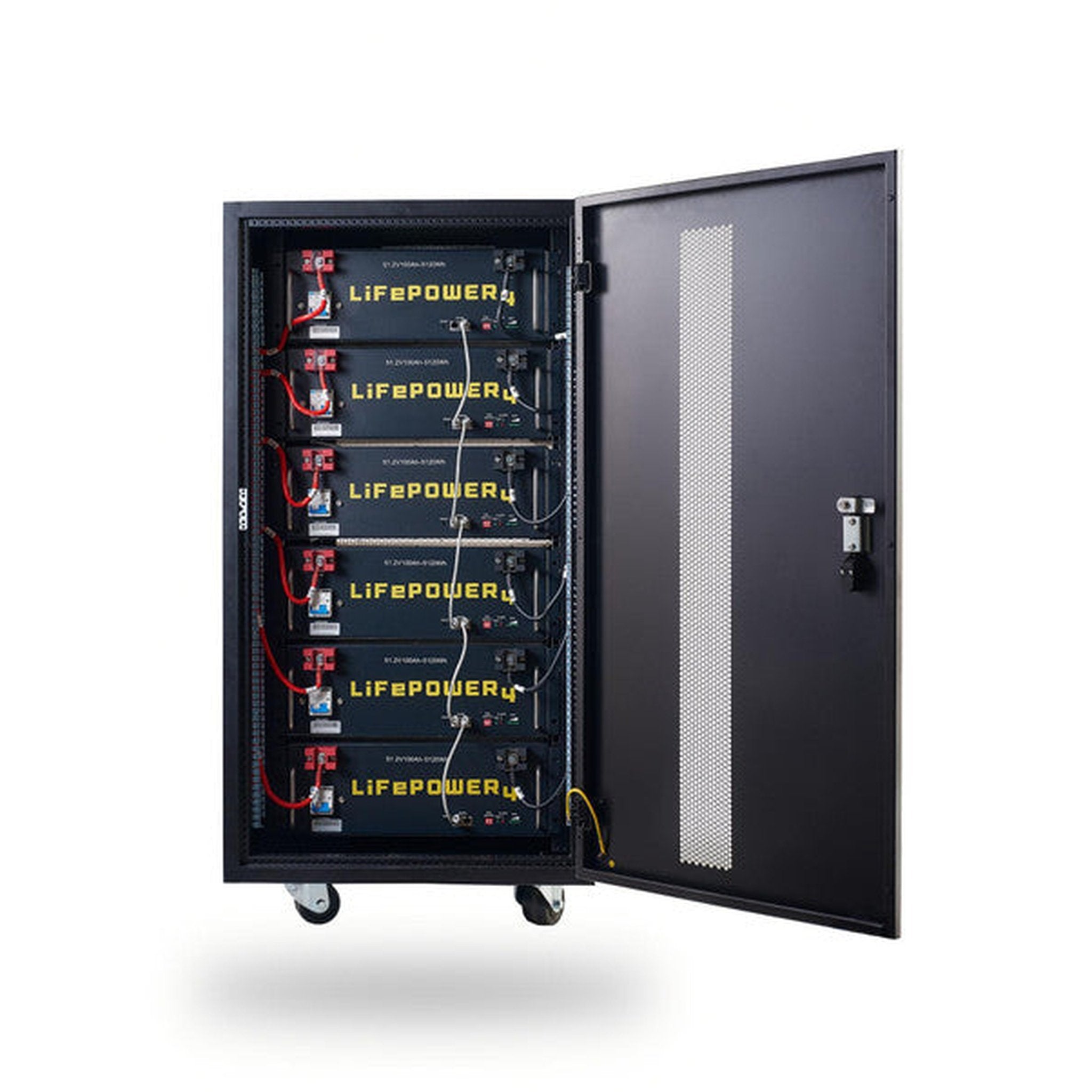 EG4 Pre-Assembled EG4 Enclosed Battery Rack | 6 Slot | Wheels Included | Bus Bar Covers | Welded (Grey) Solar Accessories EG4