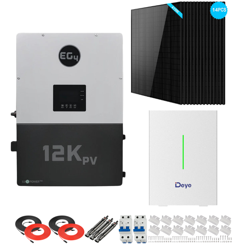 EG4 12kPV Complete Hybrid Solar Kit | 5.8kW Solar | 10-16kWh Wall Mount Batteries