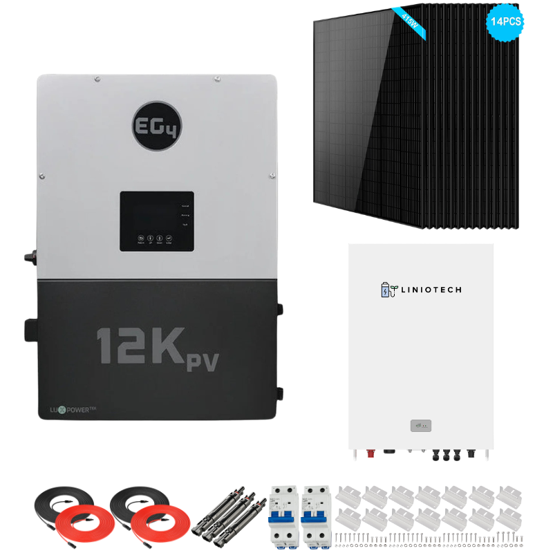 EG4 12kPV Complete Hybrid Solar Kit | 5.8kW Solar | 10-16kWh Wall Mount Batteries