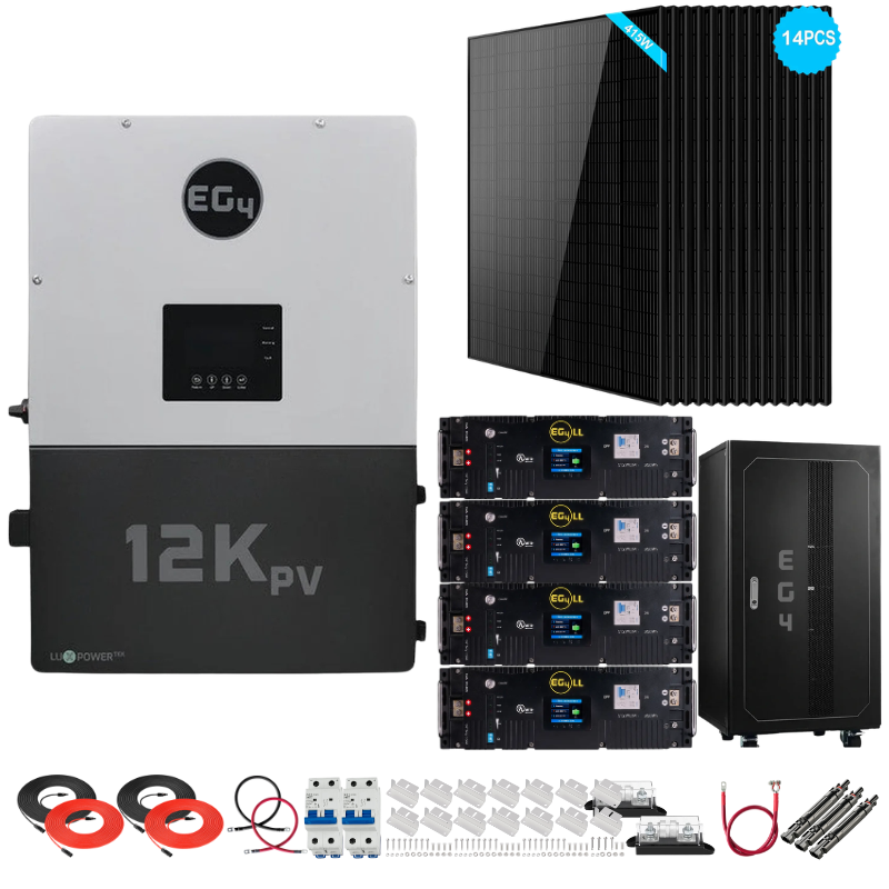 EG4 12kPV Complete Hybrid Solar Kit | 5.8kW Solar | 20.4kWh Server Rack Batteries