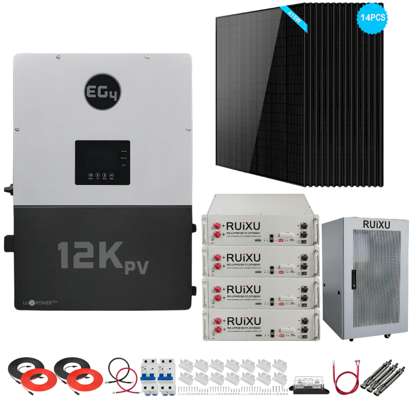 EG4 12kPV Complete Hybrid Solar Kit | 5.8kW Solar | 20.4kWh Server Rack Batteries