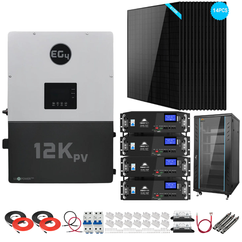 EG4 12kPV Complete Hybrid Solar Kit | 5.8kW Solar | 20.4kWh Server Rack Batteries