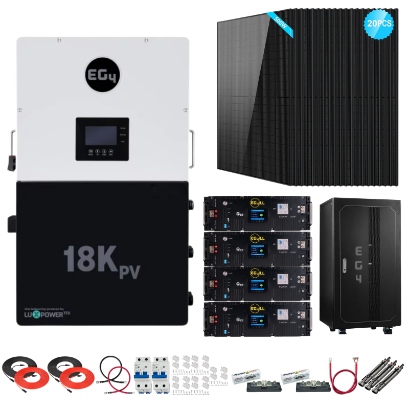 EG4 18kPV Complete Hybrid Solar Kit | 10kW Solar | 20.4kWh Server Rack Batteries