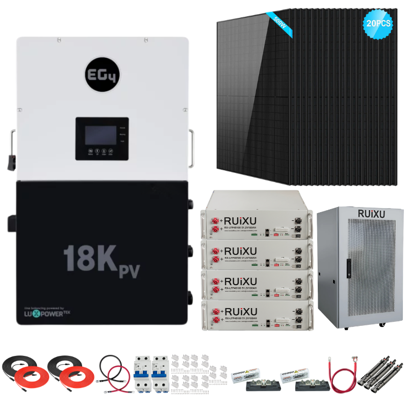 EG4 18kPV Complete Hybrid Solar Kit | 10kW Solar | 20.4kWh Server Rack Batteries