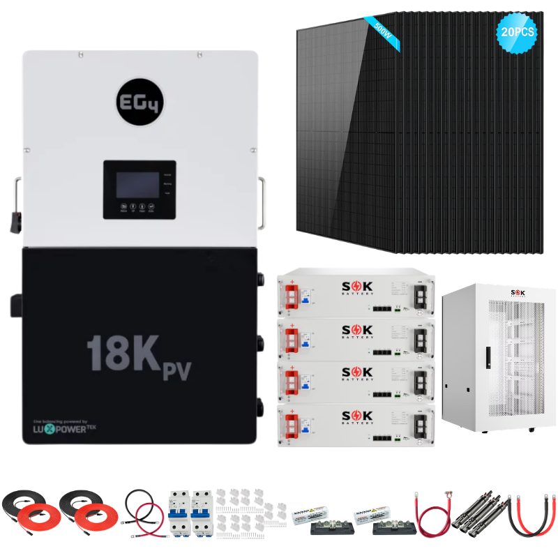 EG4 18kPV Complete Hybrid Solar Kit | 10kW Solar | 20.4kWh Server Rack Batteries