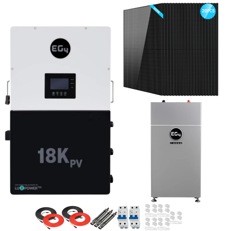 EG4 18kPV Complete Hybrid Solar Kit | 10kW Solar | 16kWh Wall Mount Batteries