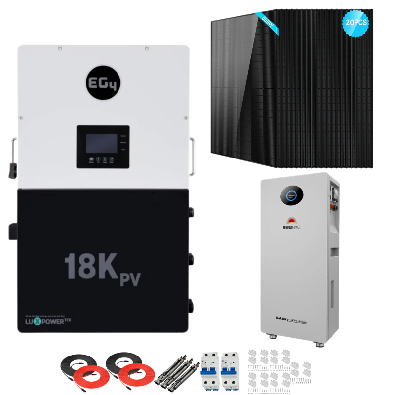 EG4 18kPV Complete Hybrid Solar Kit | 10kW Solar | 16kWh Wall Mount Batteries
