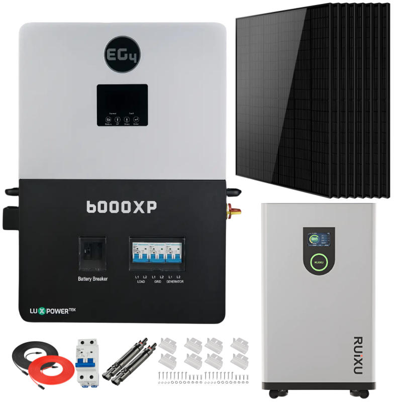 EG4 6000XP Complete Off-Grid Solar Kit | 3.32kW Solar | 10-16kWh Wall Mount Batteries