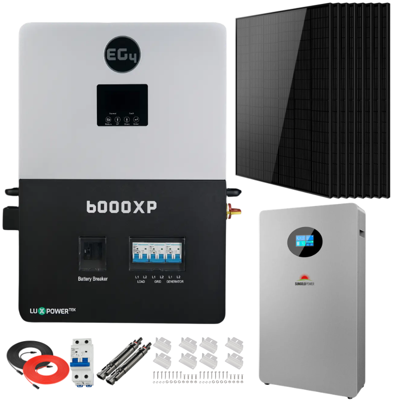 EG4 6000XP Complete Off-Grid Solar Kit | 3.32kW Solar | 10-16kWh Wall Mount Batteries