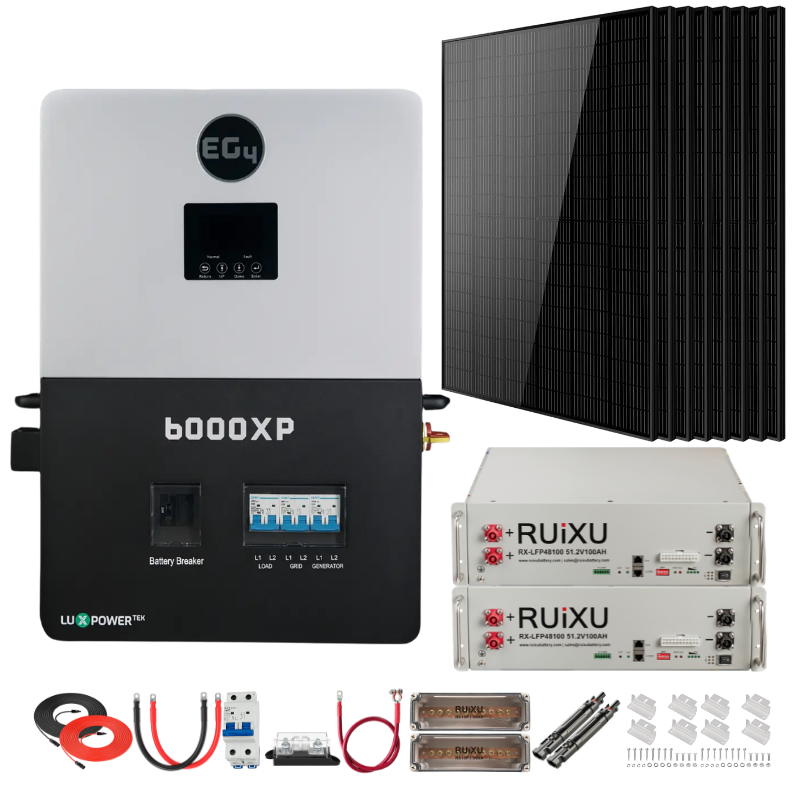 EG4 6000XP Complete Off-Grid Solar Kit | 3.32kW Solar | 10.2kWh Server Rack Batteries