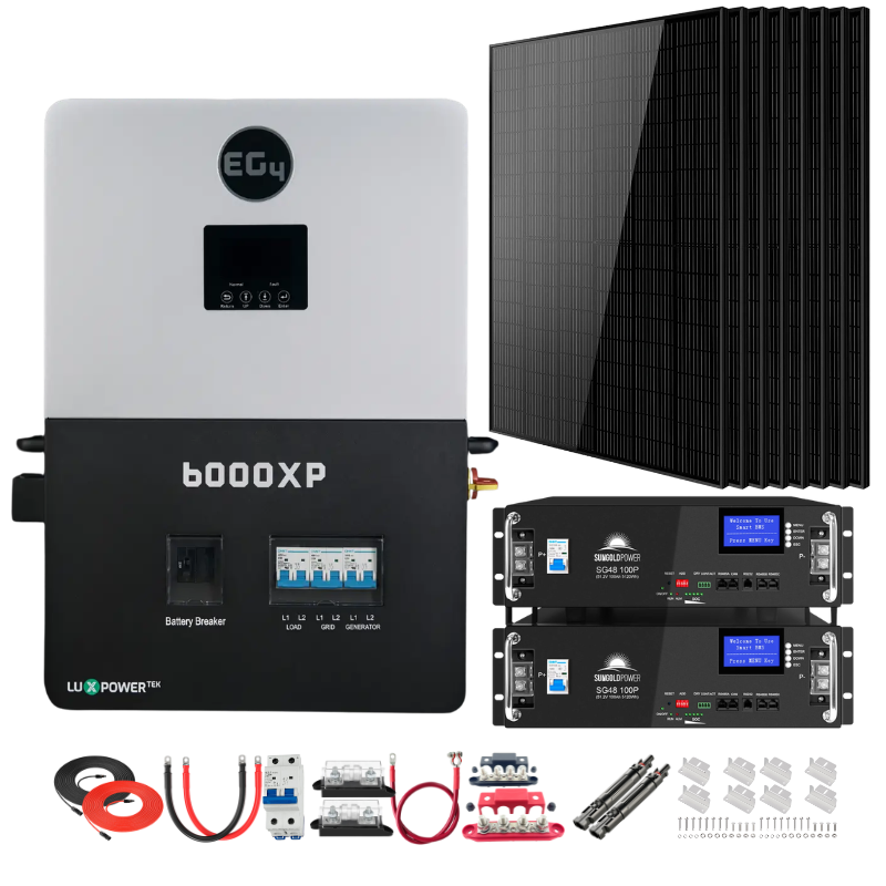 EG4 6000XP Complete Off-Grid Solar Kit | 3.32kW Solar | 10.2kWh Server Rack Batteries