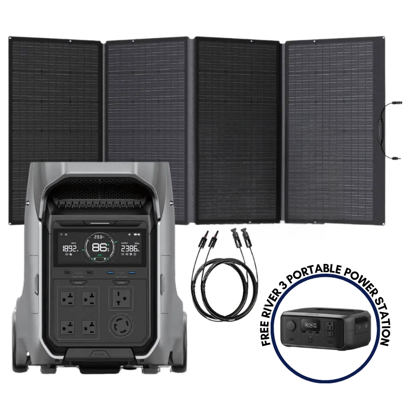 EcoFlow DELTA Pro 3 Portable Solar Kit (Free River 3 Portable Power Station) Solar Generator Kits EcoFlow 1 x 400W Solar Panel
