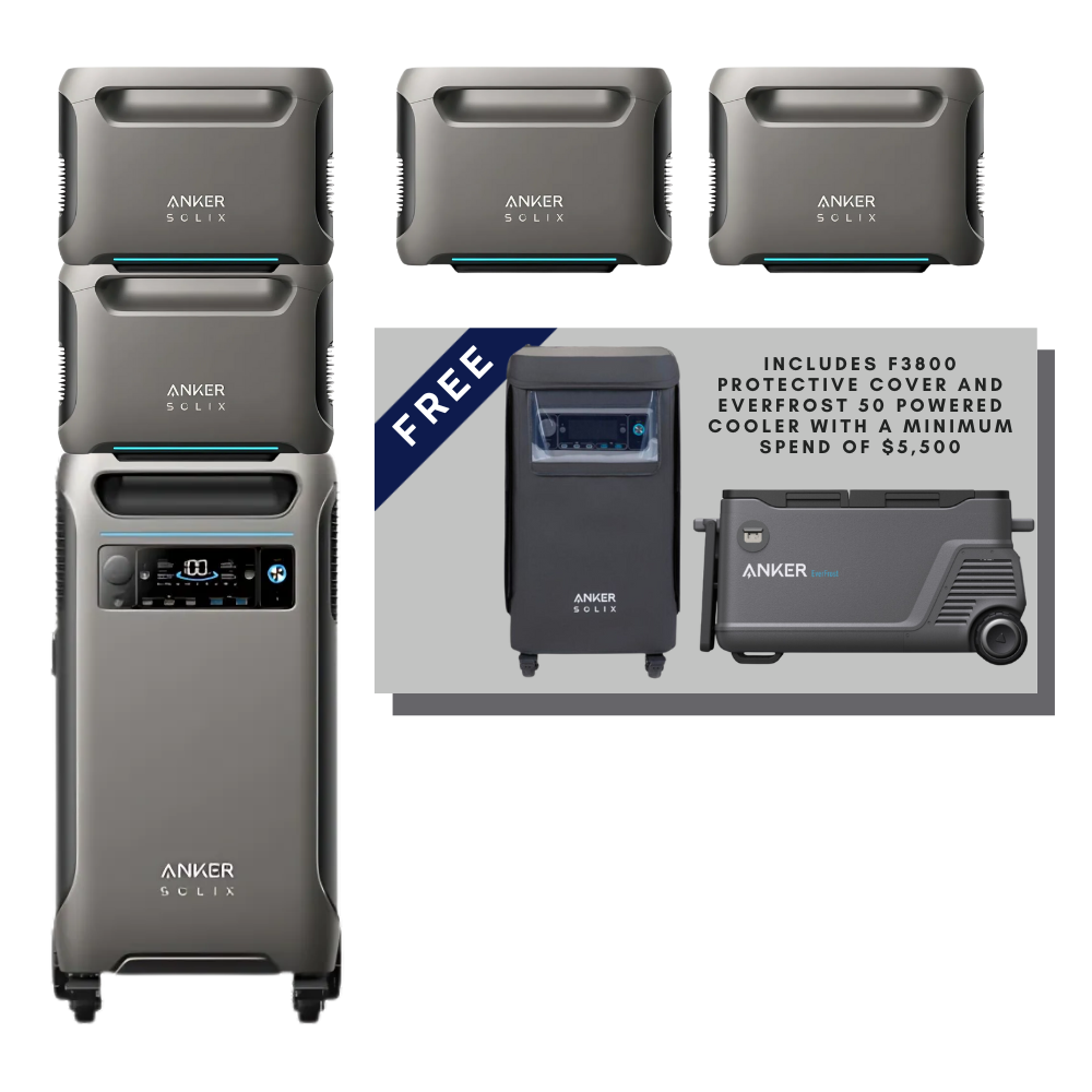 Anker SOLIX F3800 + Expansion Batteries (Includes F3800 Protective Cover and EverFrost 50 Powered Cooler with a minimum spend of $5,500)