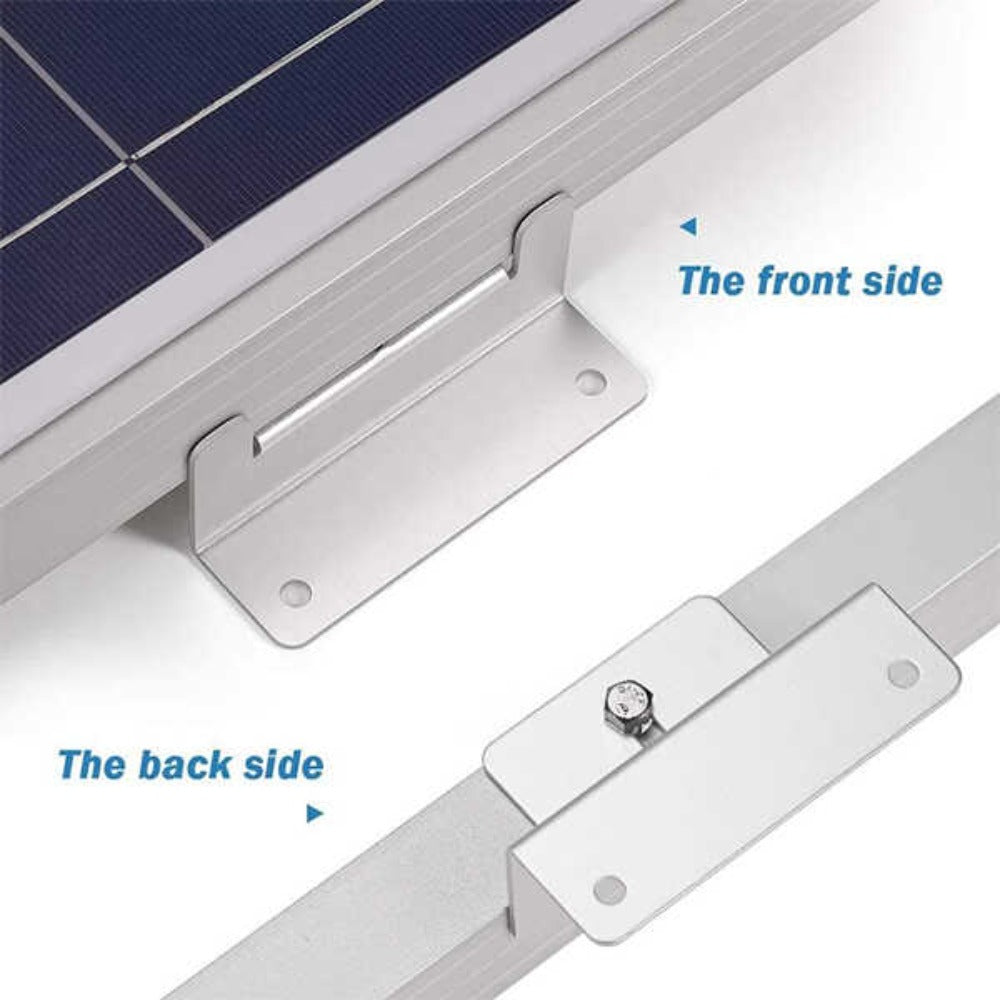 Front Side And Back Side Of BougeRV Solar Panel Mounting Z Bracket Mount Kits Supporting