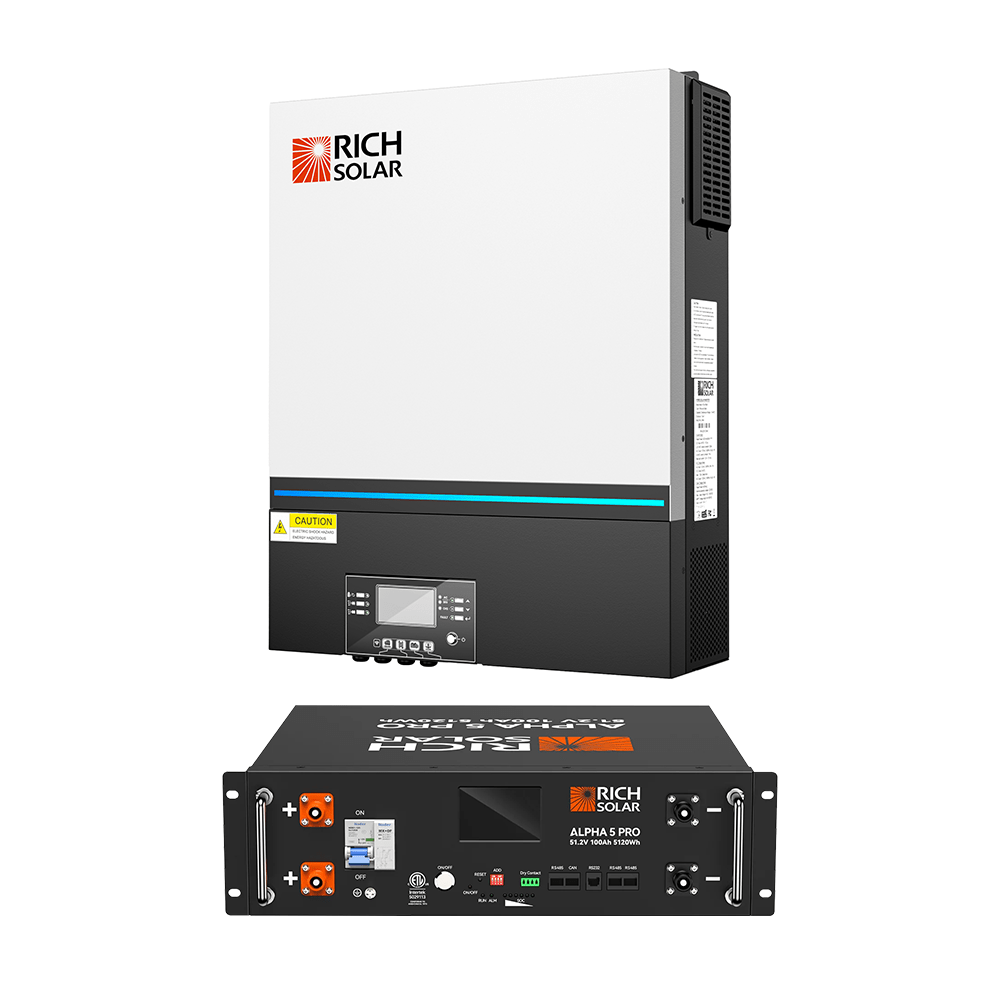 RICH SOLAR NOVA 6548 | 6500 Watt (6.5kW) 48 Volt Off-Grid Hybrid Solar Inverter | Premium 6500W 48V Hybrid Inverter for Campers, Cabins, Tiny Homes, ADUs, RVs, Off-Grid | UL Certified Hybrid Inverters RICH SOLAR NOVA 6548 + ALPHA 5 PRO
