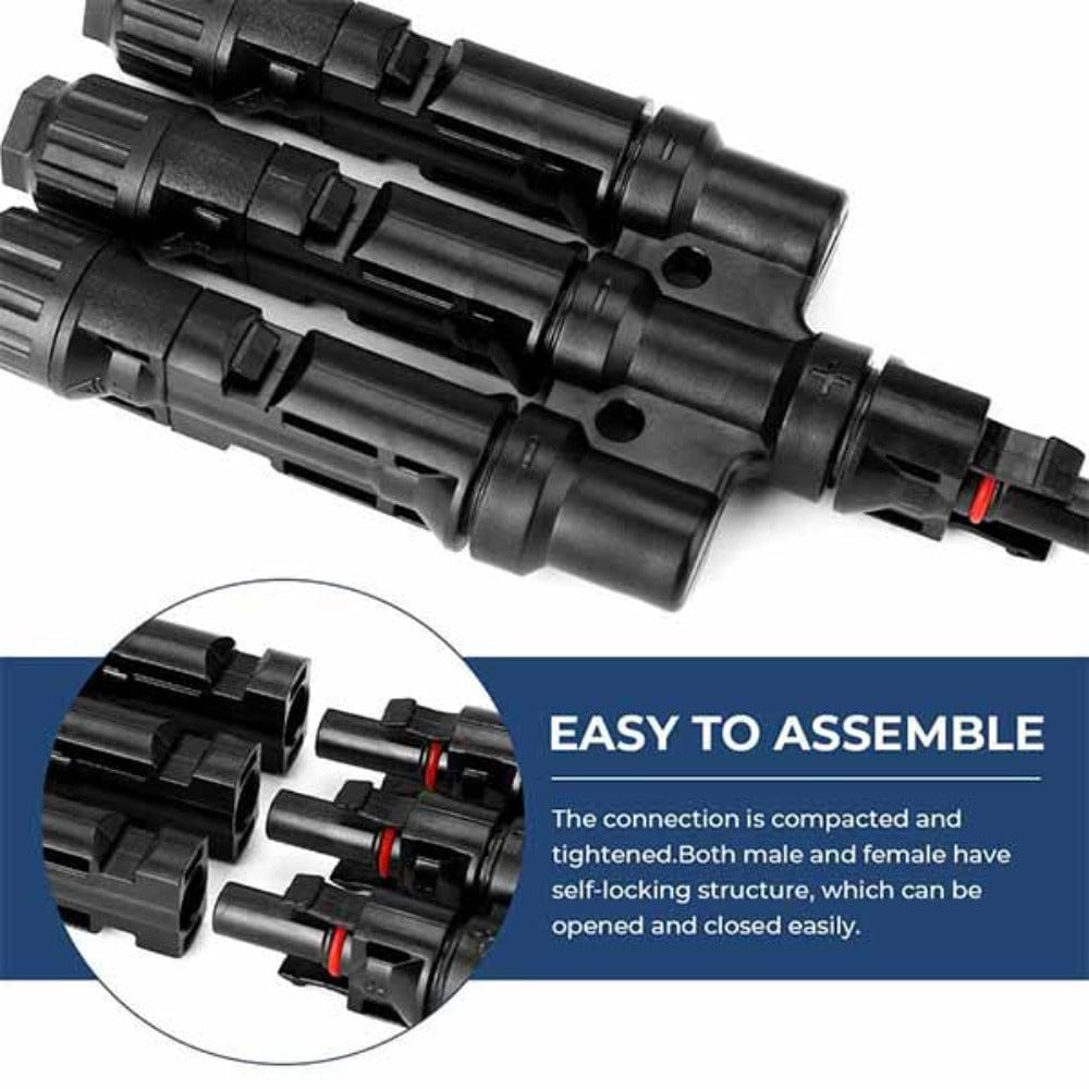 BougeRV Solar Branch Connectors Y Connector in Pair MMMF+FFFM for Parallel Connection Between Solar Panels Accessories BougeRV