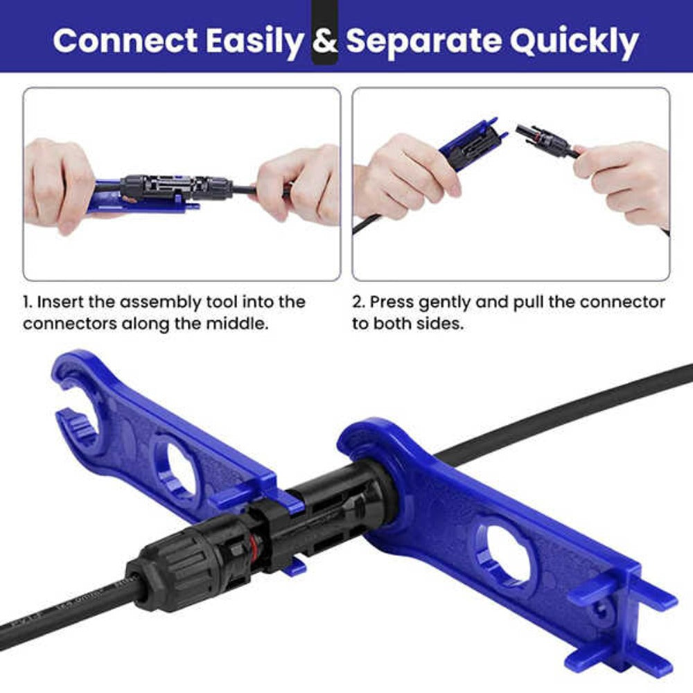 How To Use BougeRV 1 Pair Solar Connector Tool Assembly Spanners To Connect And Separate