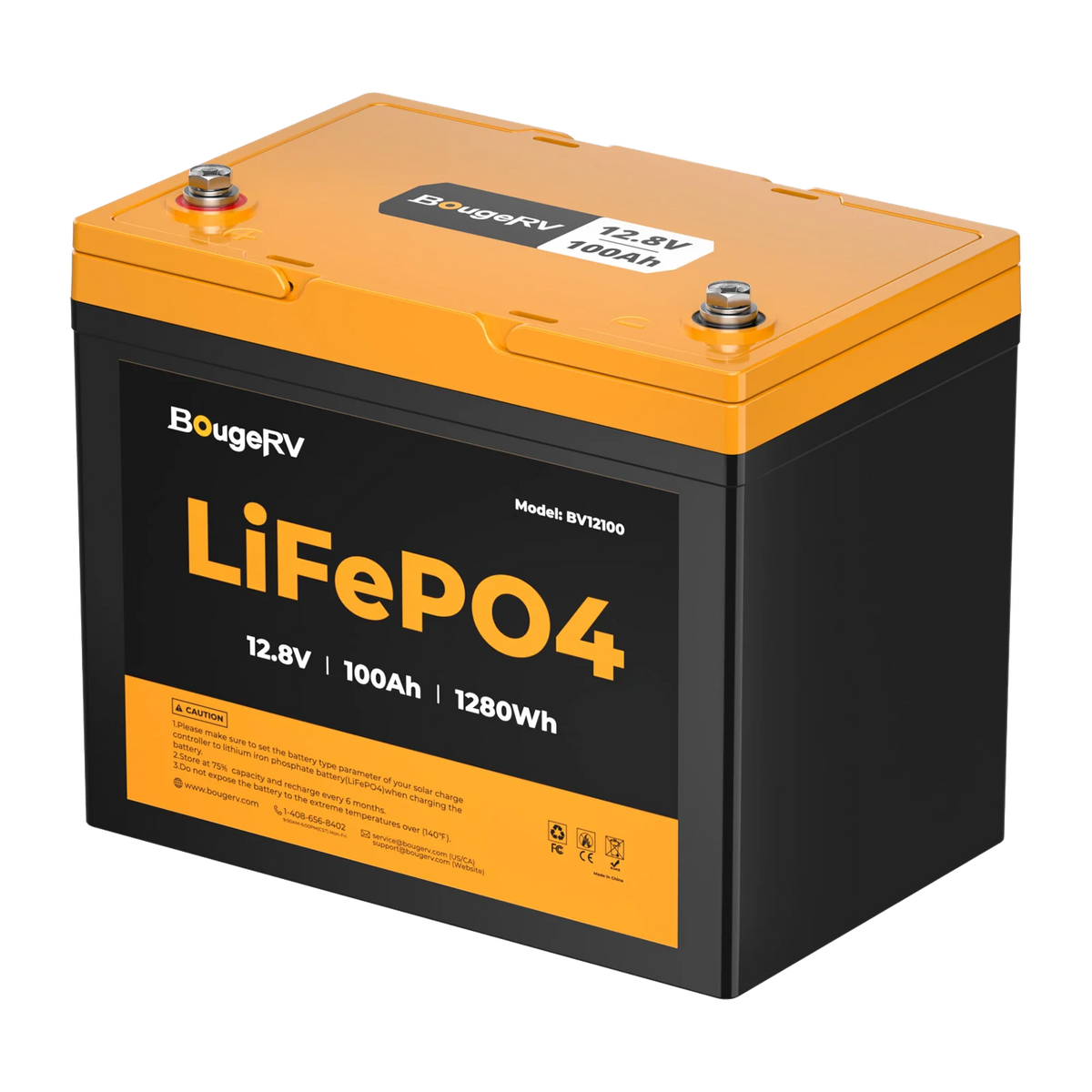 BougeRV 12V 100Ah Group 24 Solar LiFePO4 Battery