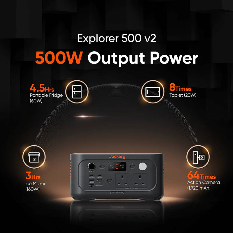 Jackery Explorer 500 v2 Portable Power Station with 100W Air Solar Panel