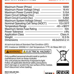 RICH SOLAR | MEGA 100 ONYX | 100 Watt Black Solar Panel | Premier 12V Off-Grid Solar Panel for Vans, RVs, Boats | 25-Year Output Warranty | UL Certified Rigid Solar Panels RICH SOLAR