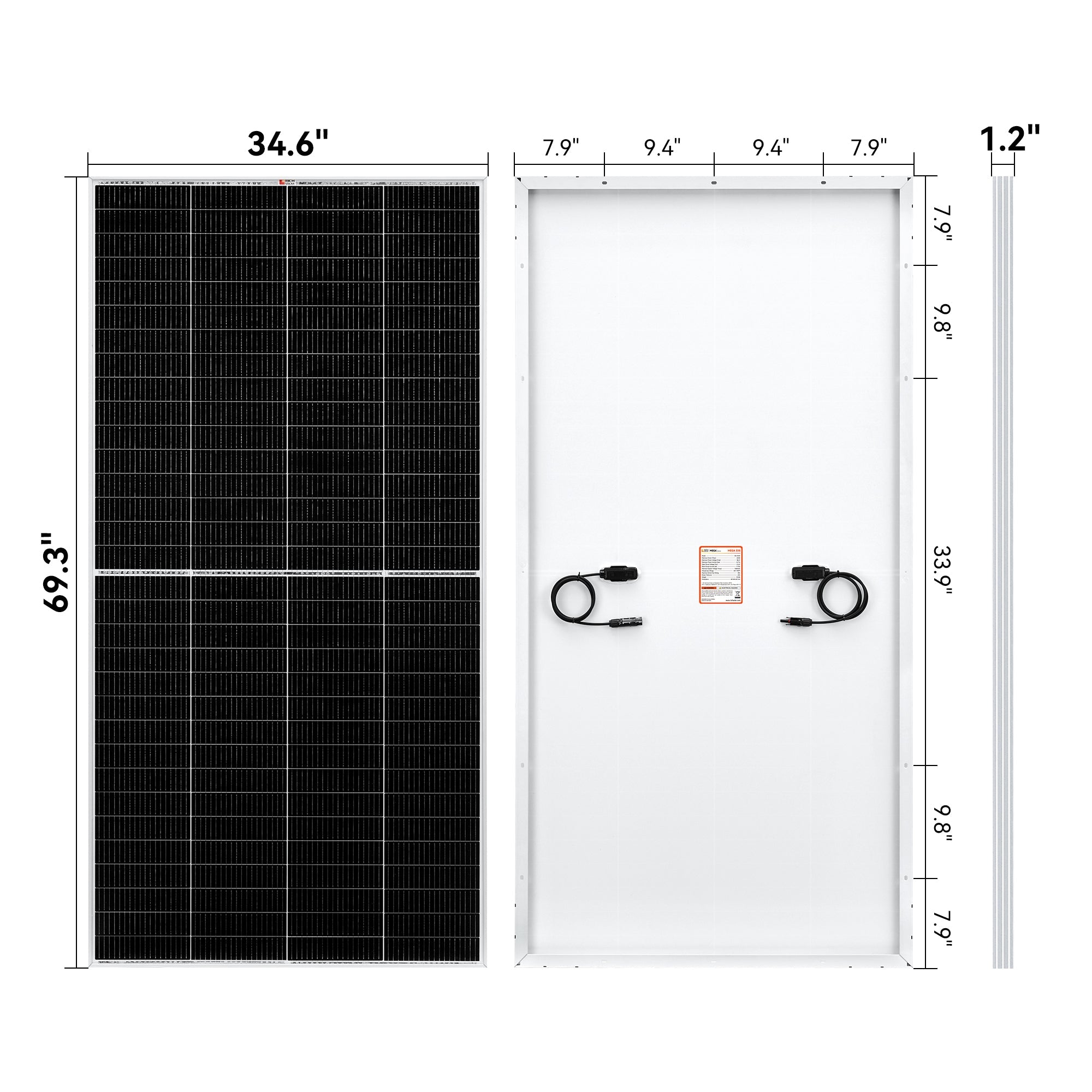 RICH SOLAR MEGA 335 - 335W Monocrystalline Solar Panel, UL Certified, 25-Year Warranty