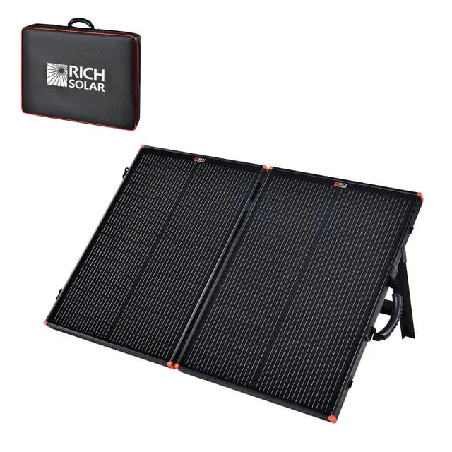RICH SOLAR MEGA 100 Portable Briefcase Solar Panel | 100 Watt Portable Solar Panel | Premier 12V Portable Solar Panel for Generators, Power Stations, Vans | High Efficiency Portable Solar Panels RICH SOLAR
