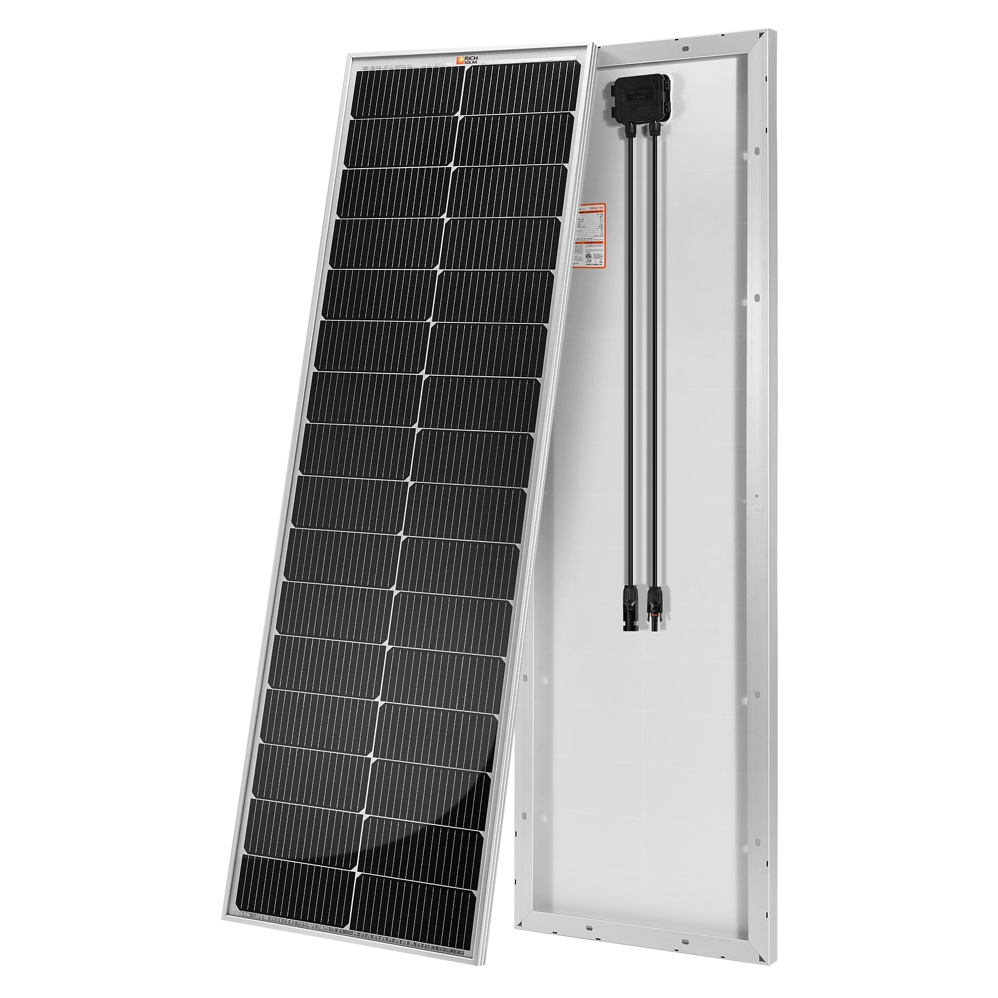 RICH SOLAR | MEGA 100 SLIM | 100 Watt Slim Solar Panel | Compact 12V Off-Grid Solar Panel for Campers, Overlanders, Boats | 25-Year Output Warranty | UL Certified Rigid Solar Panels Rich Solar