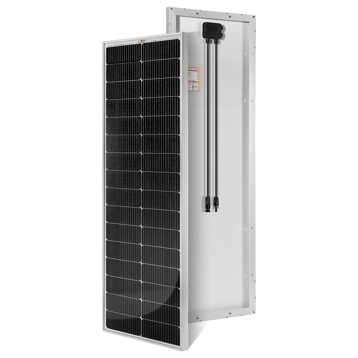 RICH SOLAR MEGA 100 SLIM | 100 Watt Slim Solar Panel | Compact 12V Off-Grid Narrow Solar Panel for Campers, Overlanders, Boats | 25-Year Output Warranty | UL Certified Rigid Solar Panels RICH SOLAR