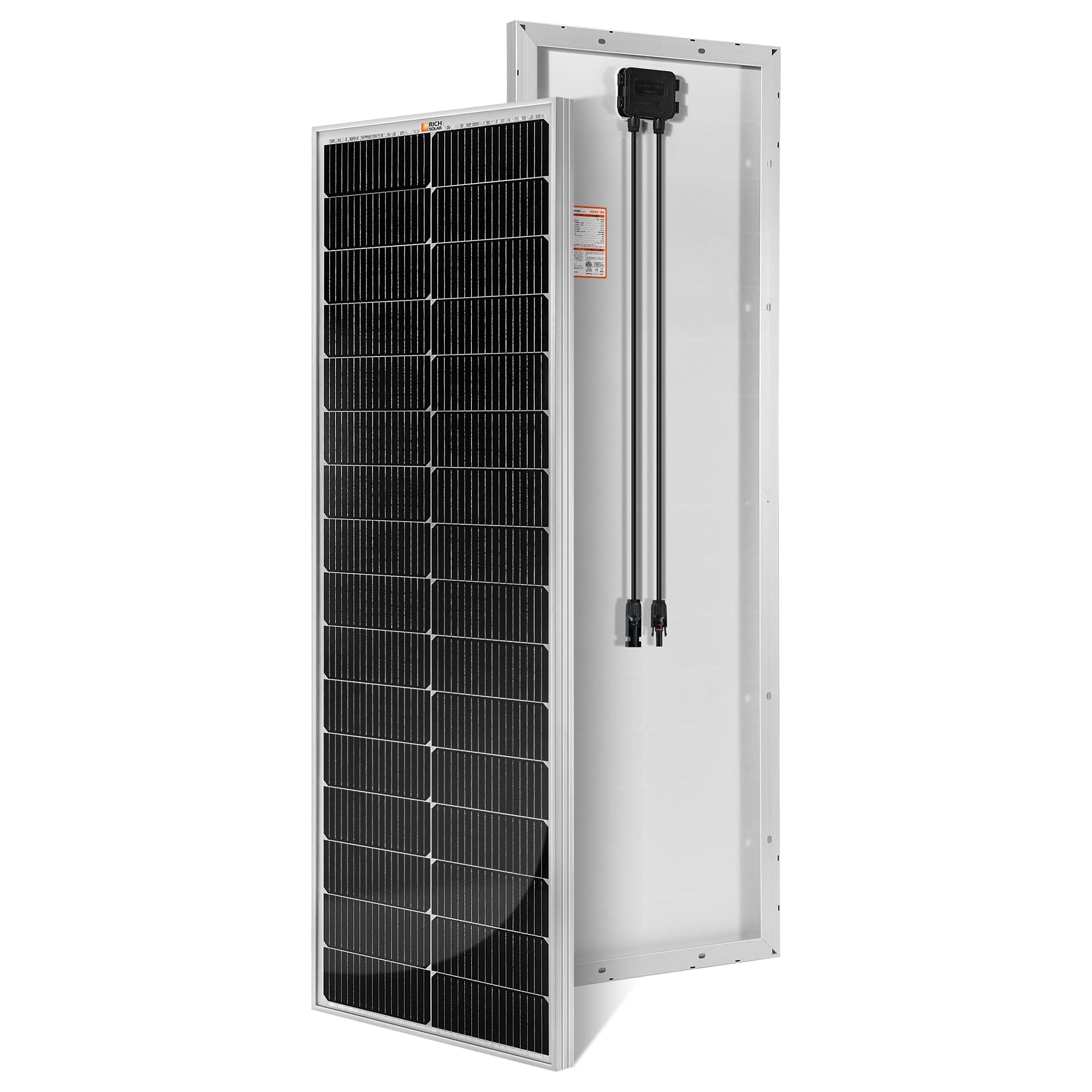 RICH SOLAR MEGA 100 SLIM | 100 Watt Slim Solar Panel | Compact 12V Off-Grid Narrow Solar Panel for Campers, Overlanders, Boats | 25-Year Output Warranty | UL Certified Rigid Solar Panels RICH SOLAR