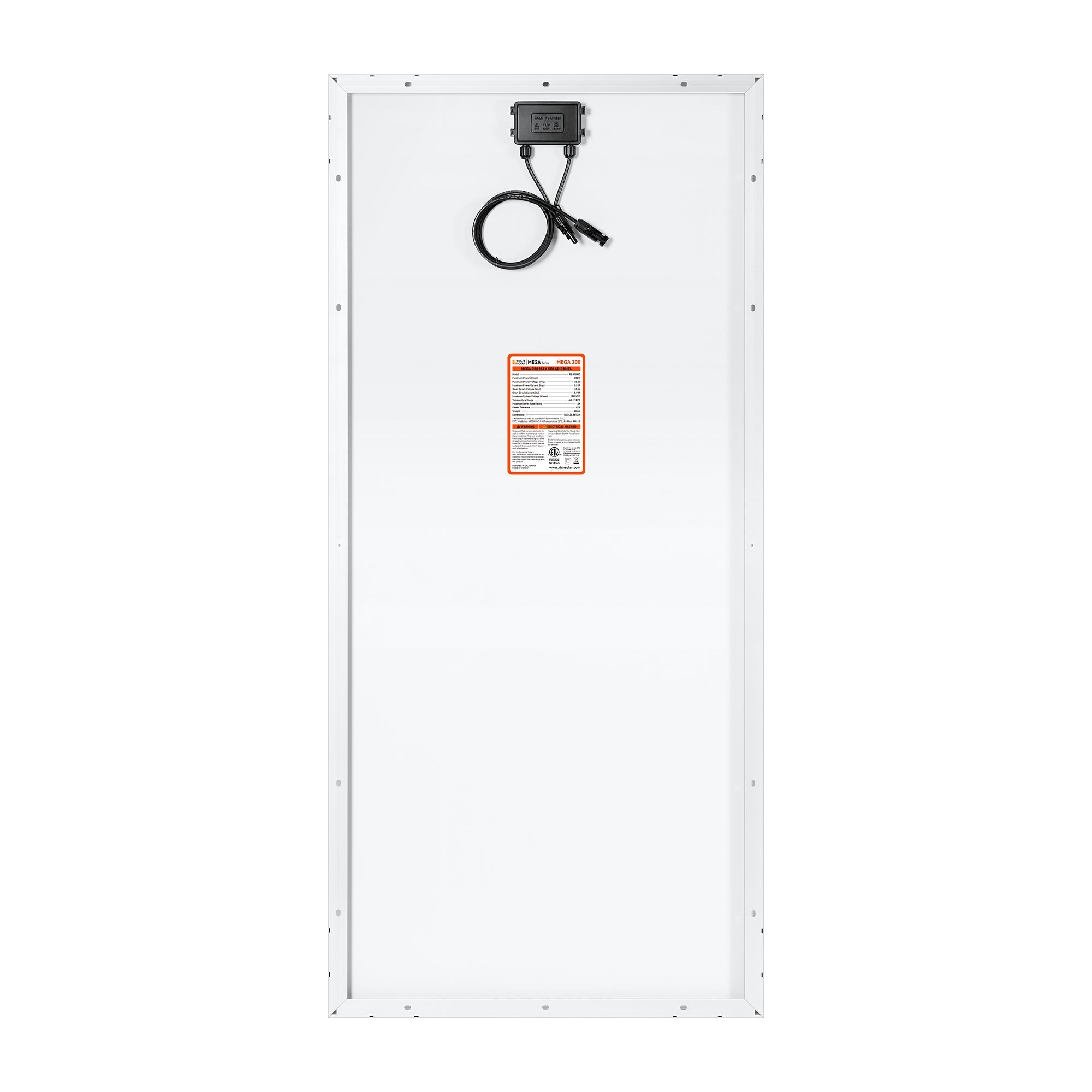 RICH SOLAR | MEGA 200 MAX | 200 Watt 24 Volt Solar Panel | Premium 24V Off-Grid Solar Panel for RVs, Trailers, Cabins | 25-Year Output Warranty | UL Certified Rigid Solar Panels Rich Solar