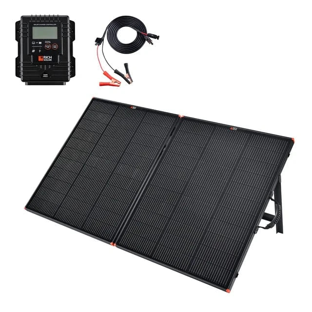 RICH SOLAR MEGA 200 Portable Briefcase Charging Kit | 200 Watt Portable Solar Panel | Premium 12V Portable Solar Panel for Generators, Vans, Campers | High Efficiency Portable Solar Panels RICH SOLAR