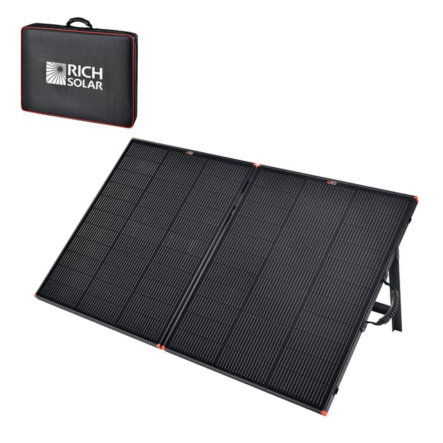 RICH SOLAR MEGA 200 Portable Briefcase Solar Panel | 200 Watt Portable Solar Panel | Powerful 12V Portable Solar Panel for Generators, Power Stations, Campers | High Efficiency Portable Solar Panels RICH SOLAR