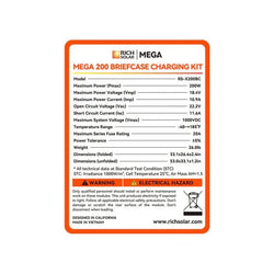 RICH SOLAR MEGA 200 Portable Briefcase Charging Kit | 200 Watt Portable Solar Panel | Premium 12V Portable Solar Panel for Generators, Vans, Campers | High Efficiency Portable Solar Panels RICH SOLAR