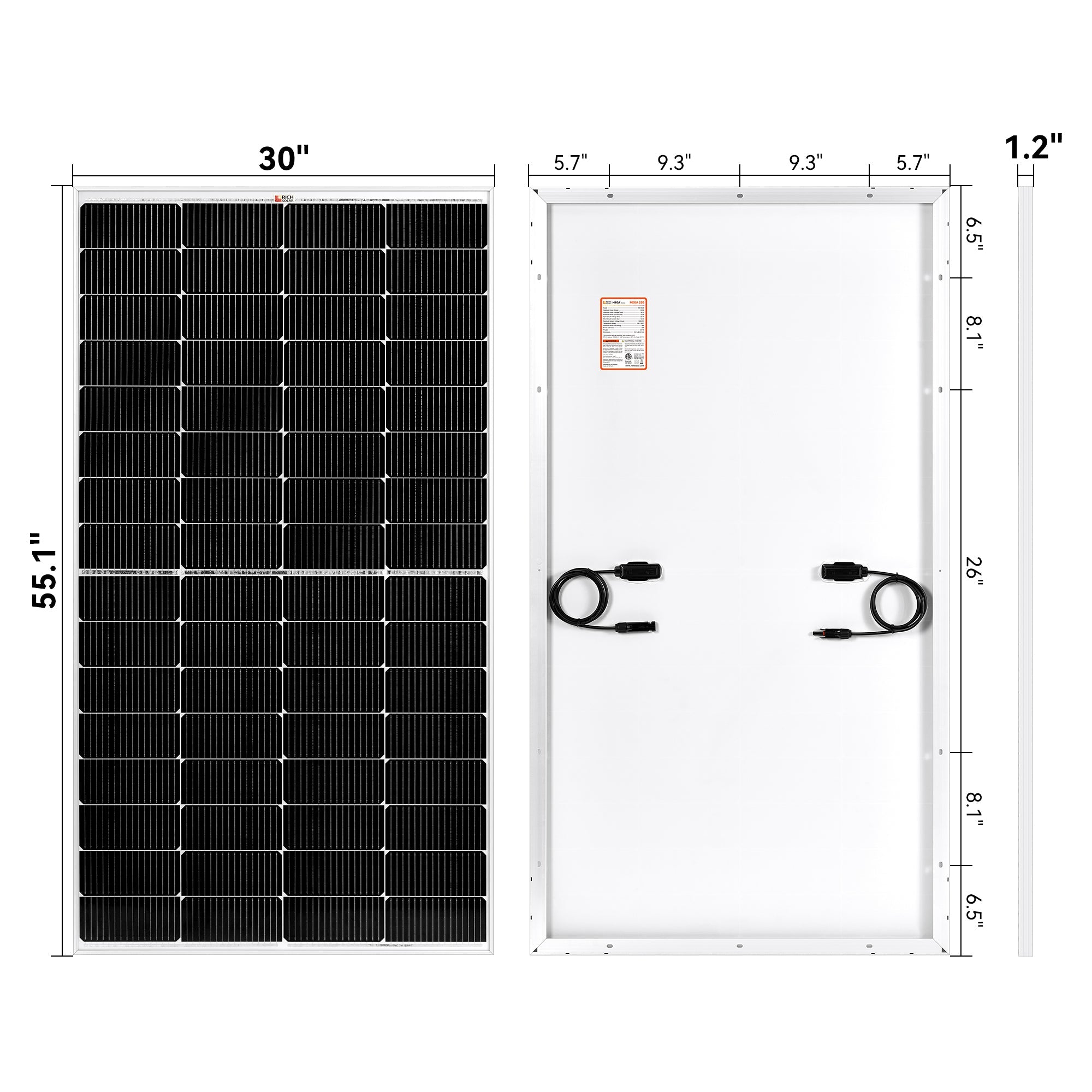 RICH SOLAR | MEGA 220 | 220W 12V Off-Grid Solar Panel | 25-Year Warranty | UL Certified Rigid Solar Panels Rich Solar