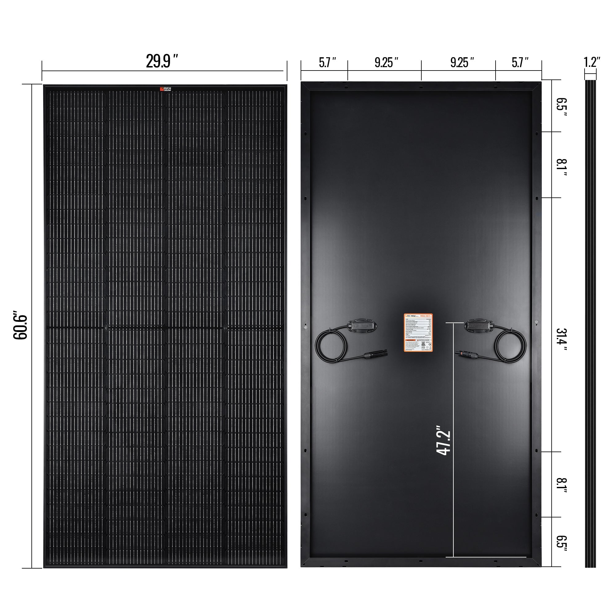RICH SOLAR | MEGA 250 PRO | 250W 24V Solar Panel | Premium 24V Off-Grid Solar Panel for Campers, Tiny Homes, Cabins | 25-Year Output Warranty | UL Certified Rigid Solar Panels Rich Solar
