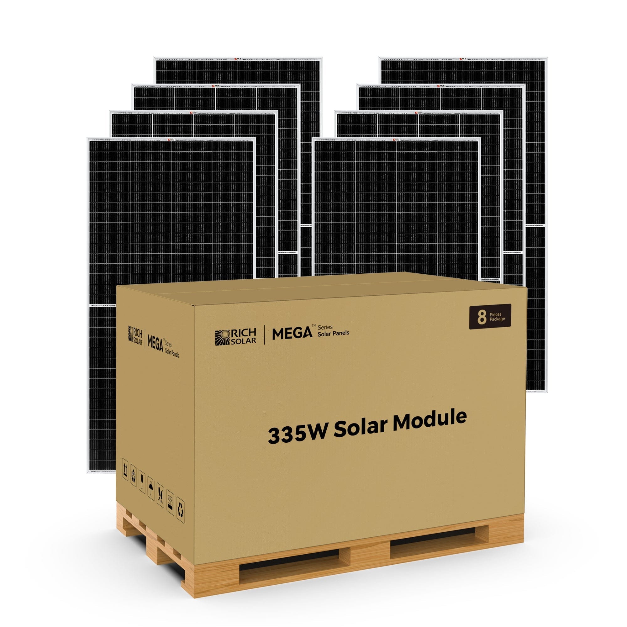 RICH SOLAR MEGA 335 | 335 Watt Solar Panel | Premium Grid-tie or Off-grid Solar Panel for Residential, Commercial, Agriculture | 25-Year Output Warranty | UL Certified Rigid Solar Panels RICH SOLAR 8 Panels