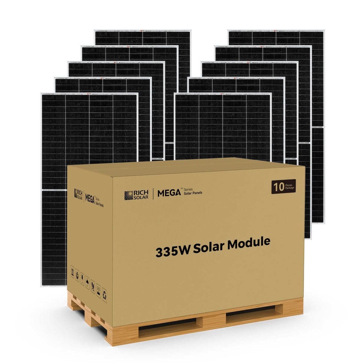 RICH SOLAR MEGA 335 | 335 Watt Solar Panel | Premium Grid-tie or Off-grid Solar Panel for Residential, Commercial, Agriculture | 25-Year Output Warranty | UL Certified Rigid Solar Panels RICH SOLAR 10 Panels