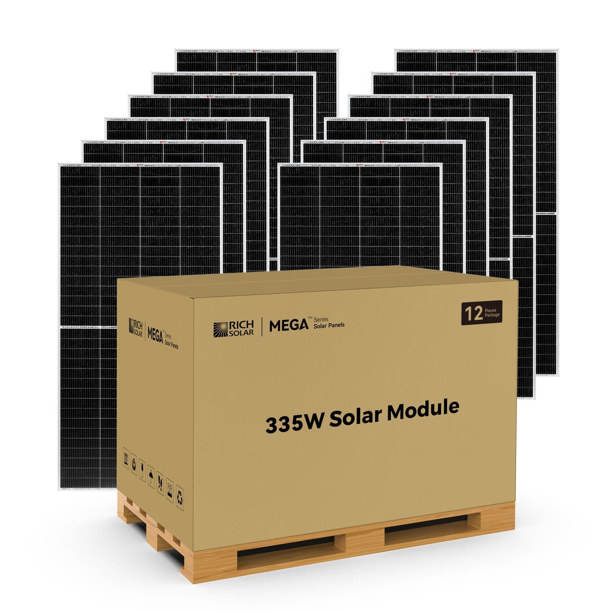 RICH SOLAR MEGA 335 | 335 Watt Solar Panel | Premium Grid-tie or Off-grid Solar Panel for Residential, Commercial, Agriculture | 25-Year Output Warranty | UL Certified Rigid Solar Panels RICH SOLAR 12 Panels