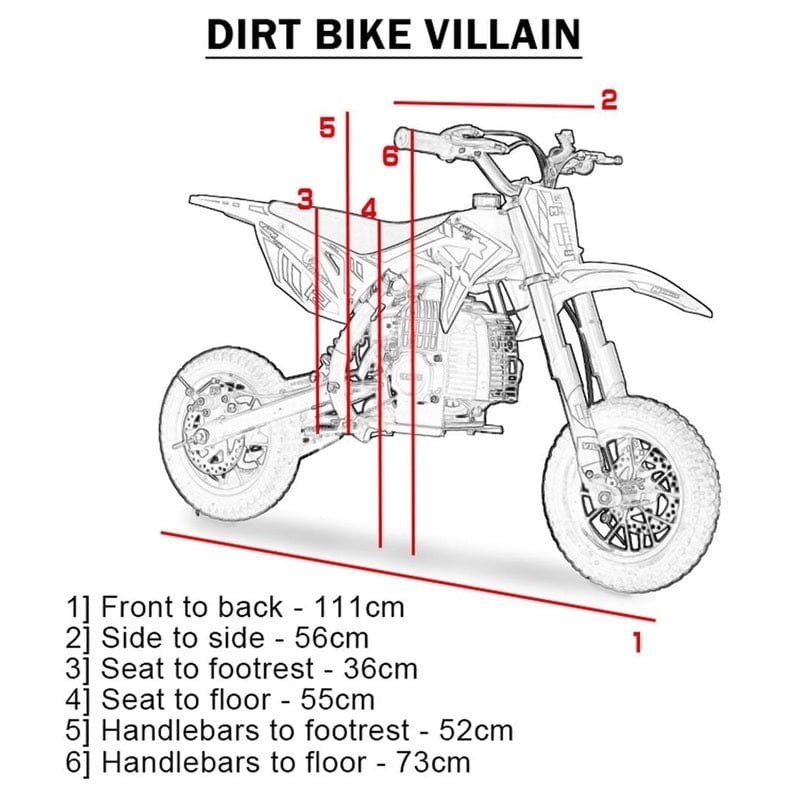 MotoTec Villain 52cc 2-Stroke Kids Gas Dirt Bike Gas Dirt Bikes MotoTec