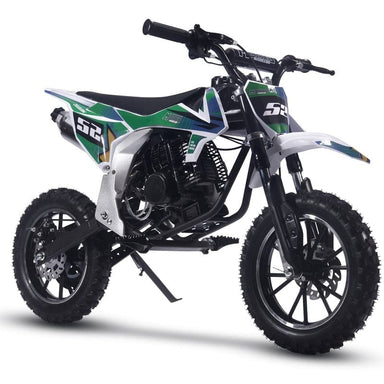 MotoTec Warrior 52cc 2-Stroke Kids Gas Dirt Bike Gas Dirt Bikes MotoTec Green