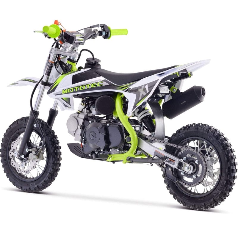MotoTec X1 110cc 4-Stroke Gas Dirt Bike Green Gas Dirt Bikes MotoTec