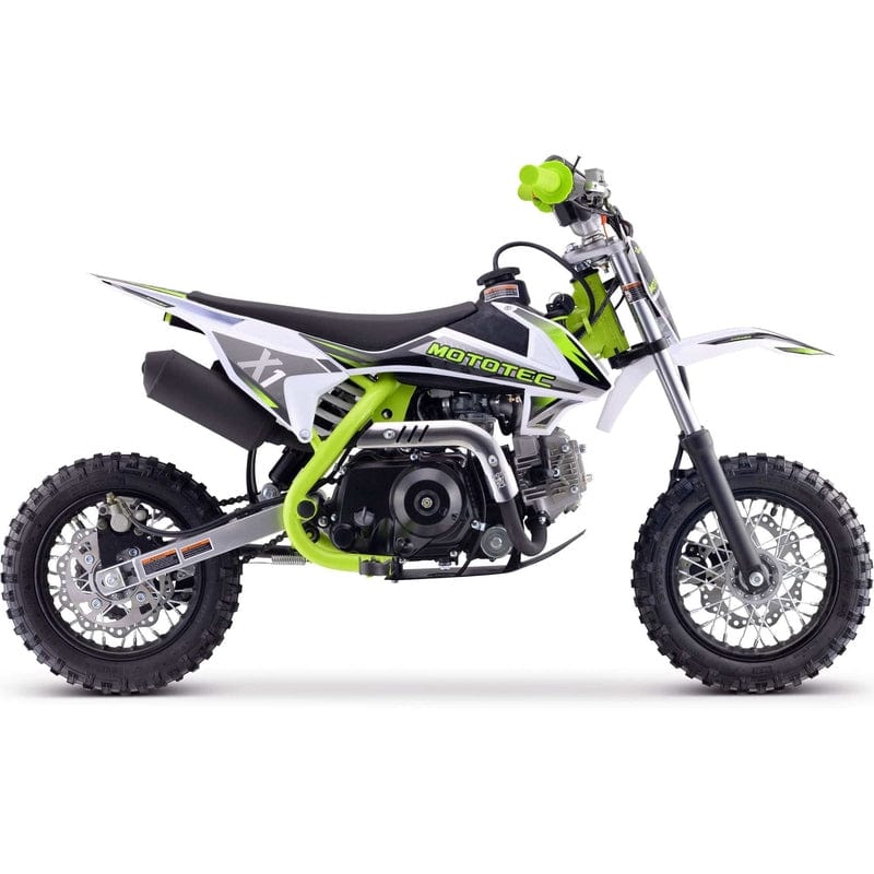 MotoTec X1 110cc 4-Stroke Gas Dirt Bike Green Gas Dirt Bikes MotoTec