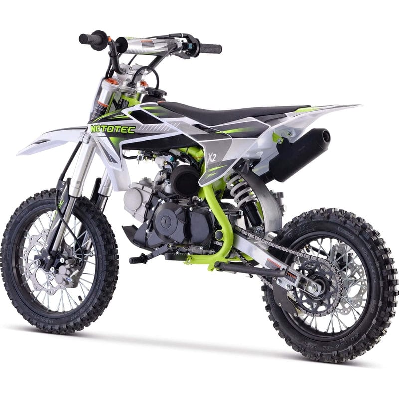 MotoTec X2 110cc 4-Stroke Gas Dirt Bike Green Gas Dirt Bikes MotoTec