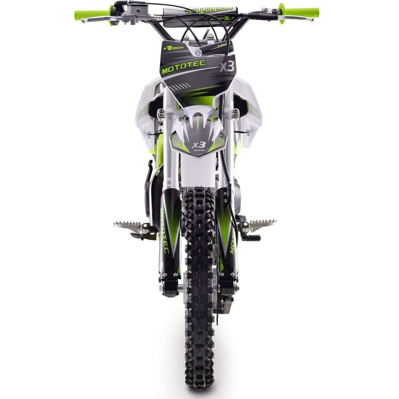 MotoTec X3 125cc 4-Stroke Gas Dirt Bike Green Gas Dirt Bikes MotoTec