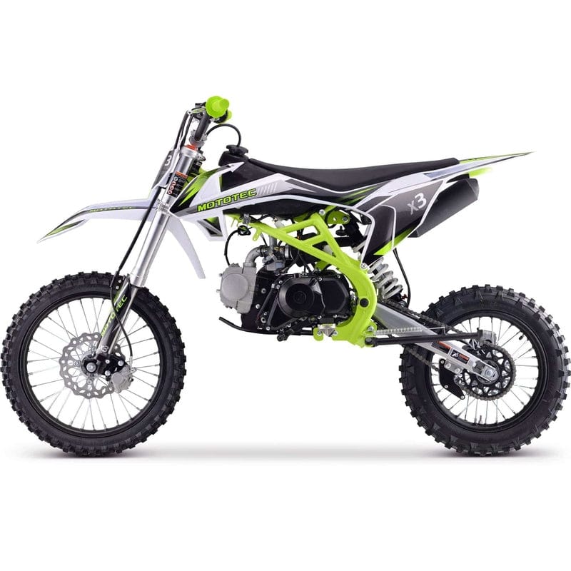 MotoTec X3 125cc 4-Stroke Gas Dirt Bike Green Gas Dirt Bikes MotoTec
