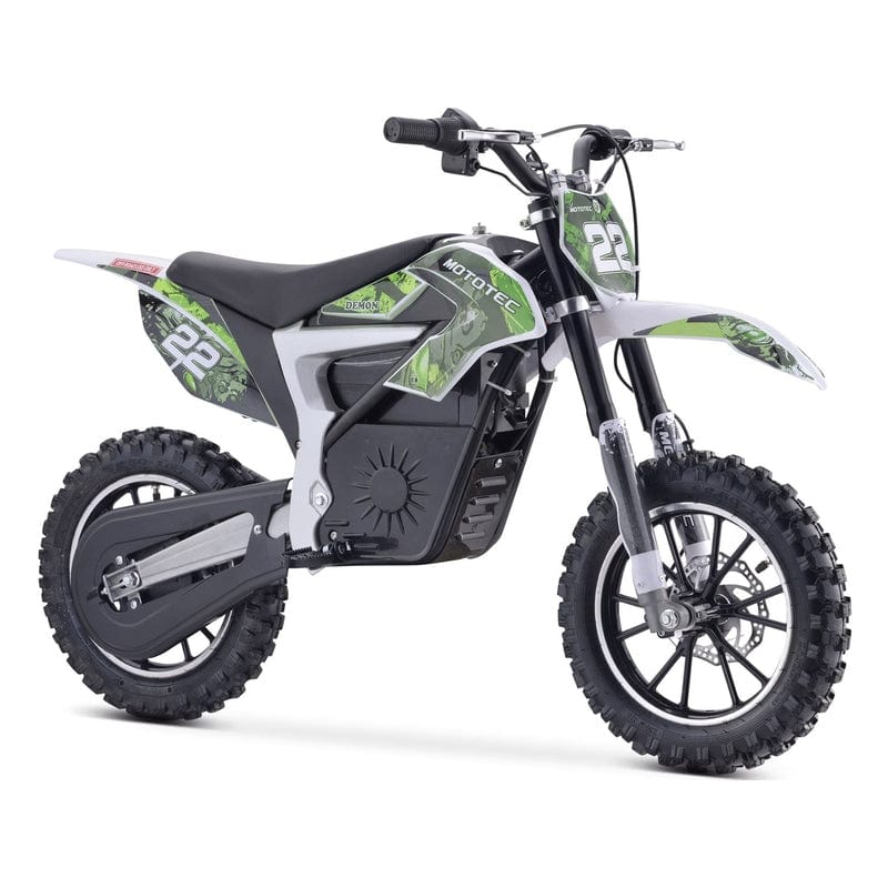 MotoTec 36v 500w Demon Electric Dirt Bike Lithium Electric Dirt Bike MotoTec Green