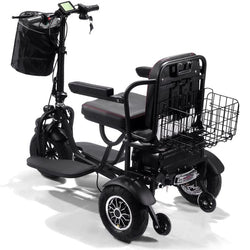 MotoTec Folding Mobility Electric Trike 48v 1000w Dual Motor Lithium Black Electric Trikes / Mobility MotoTec