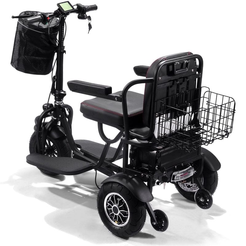 MotoTec Folding Mobility Electric Trike 48v 1000w Dual Motor Lithium Black Electric Trikes / Mobility MotoTec