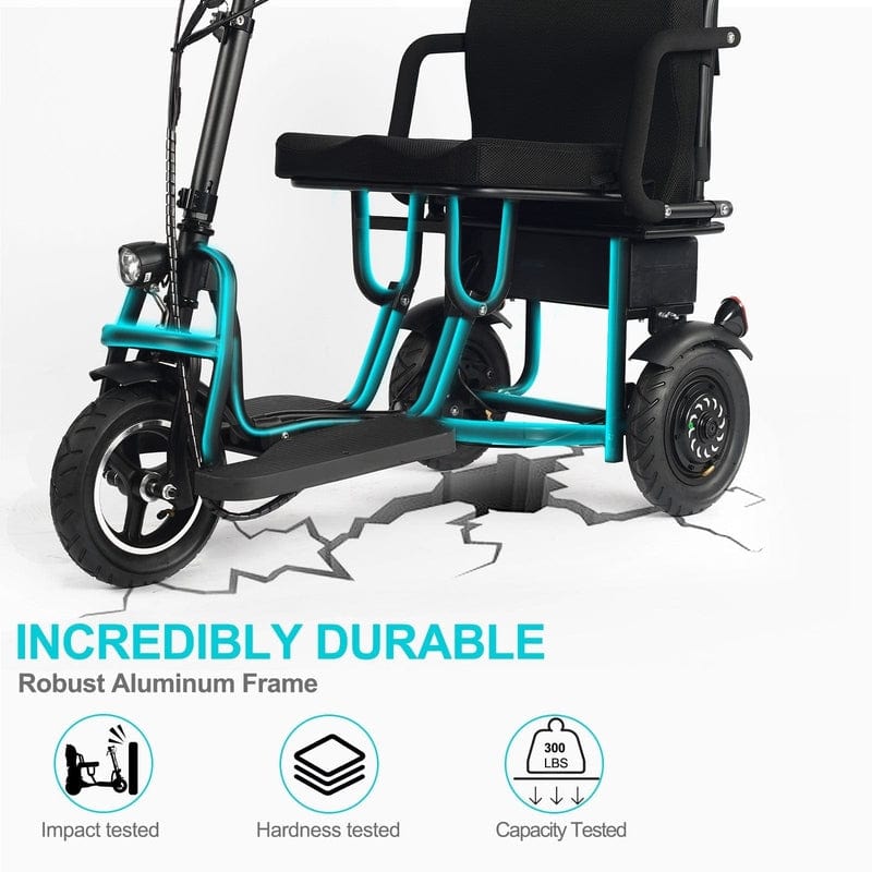 MotoTec Folding Mobility Electric Trike 48v 700w Dual Motor Lithium Black Electric Trikes / Mobility MotoTec